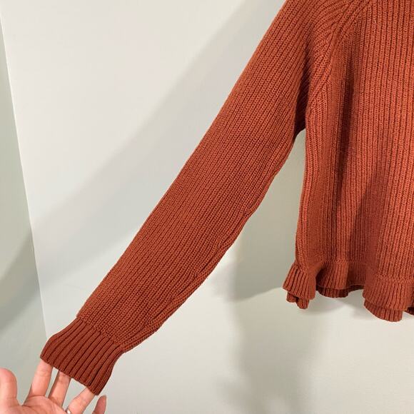 Wilfred Aritzia Women's Brown Jonnie Ruffle Hem Sweater Size M - Picture 6 of 9